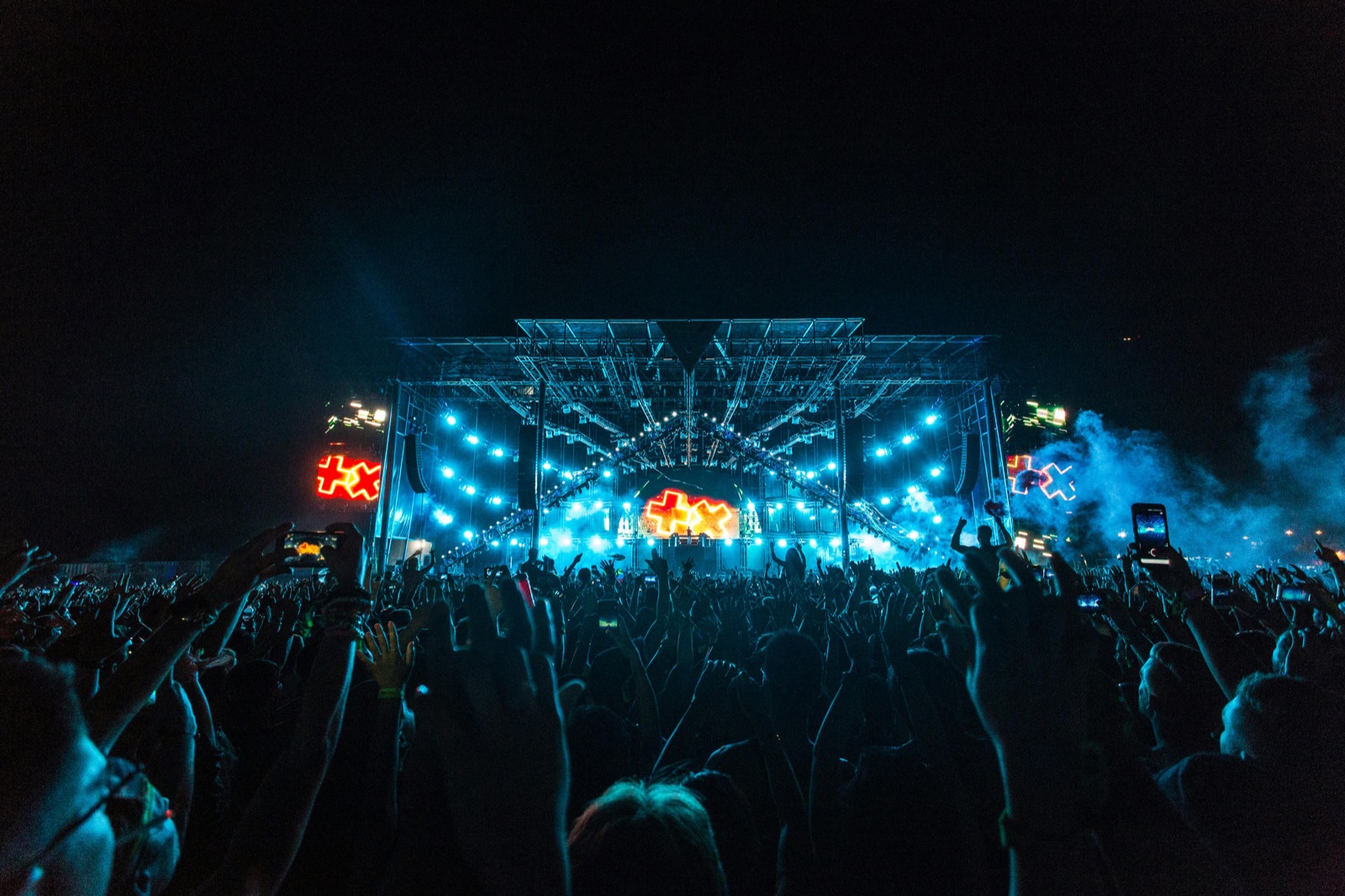 A packed Saucy Festival crowd at night